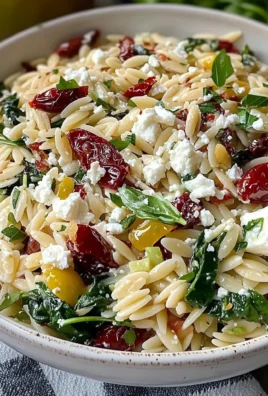 Homemade Orzo Pasta Salad with Feta and Sun Dried Tomatoes - flirtyfood