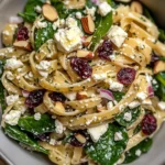 Nutritious Spinach Pasta Salad with Feta and Cranberries