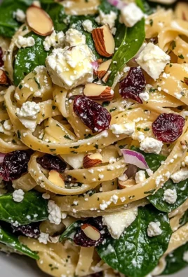 Nutritious Spinach Pasta Salad with Feta and Cranberries