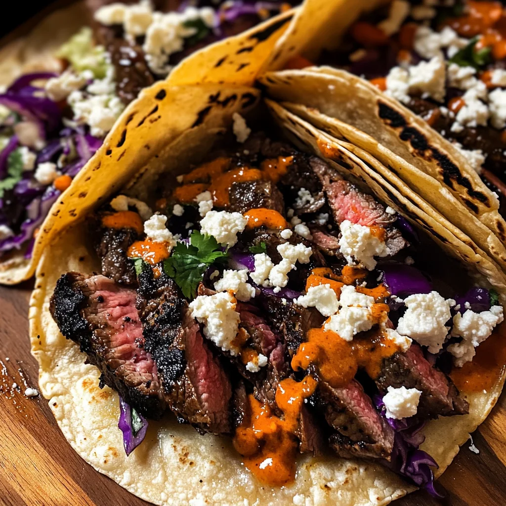 Steak Tacos with Chipotle Sauce & Roasted Cabbage Slaw