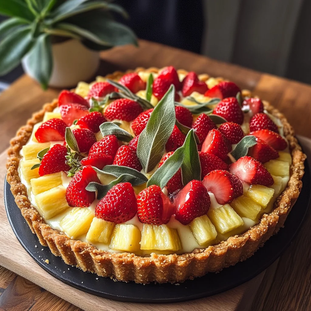 Tarte aux fraises et sauge ananas