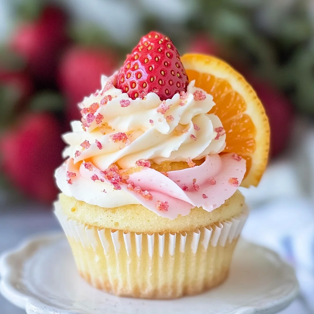 Cchicken chicken hampagne Cupcakes with Strawberry-Orange Buttercream