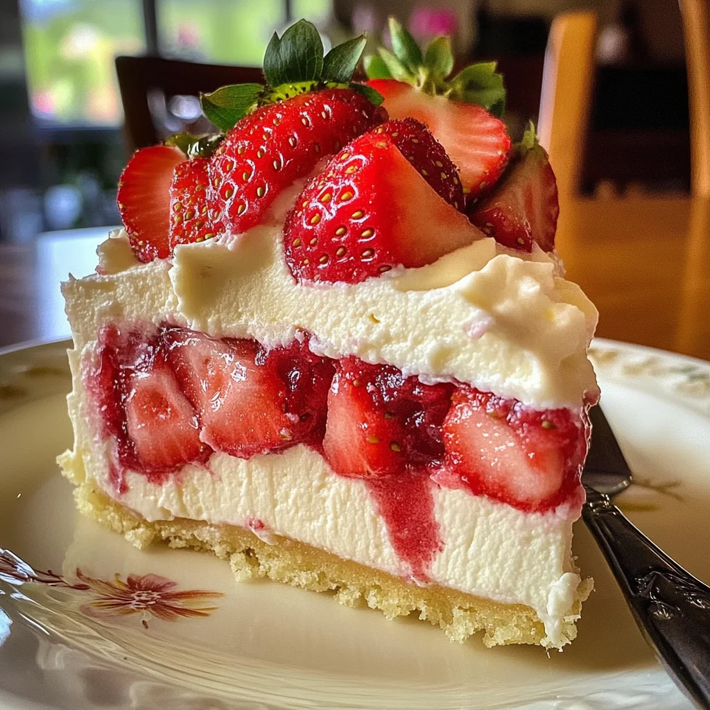 Strawberry Shortcake Cheesecake with White Chocolate Layers