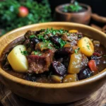 beef Stew with Turkey Bacon, Apples, and Prunes