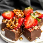 Chocolate strawberry pretzel fudge cups