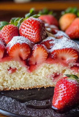 Easy Strawberry Cake with Strawberry Sauce