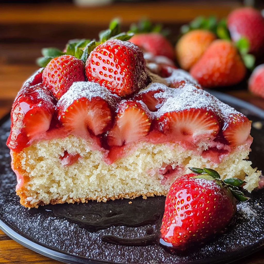 Easy Strawberry Cake with Strawberry Sauce