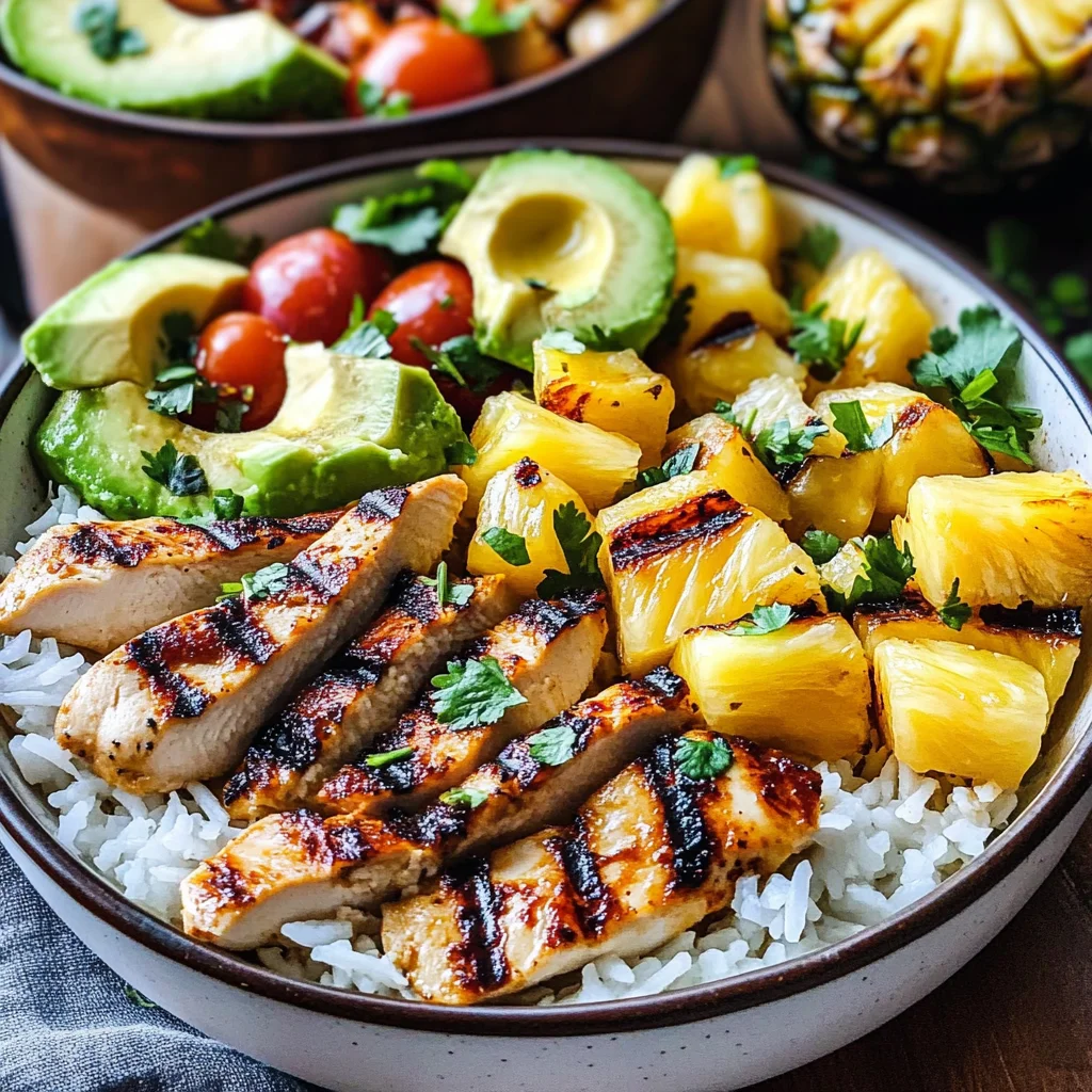 Grilled Chicken and Pineapple Bowls with Coconut Rice Recipe