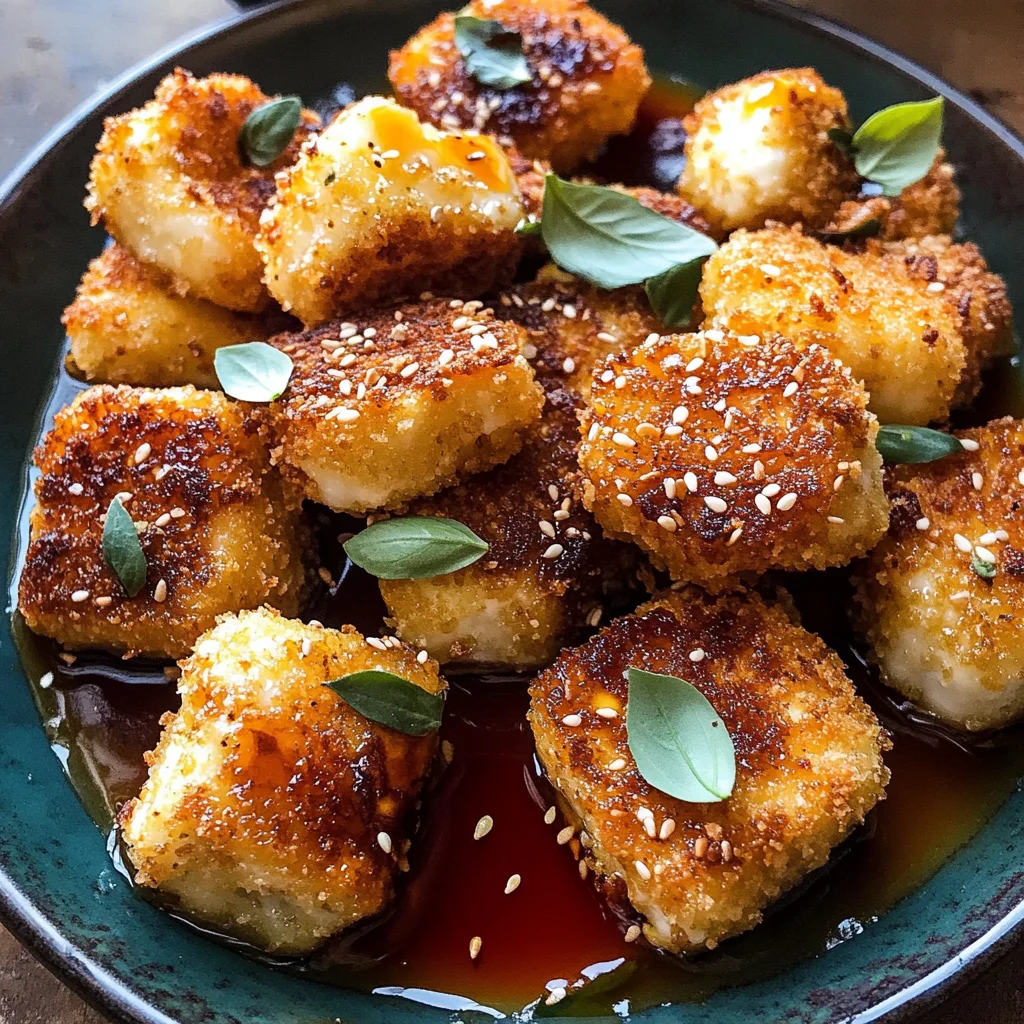 Oven Fried Halloumi Bites with Hot Honey