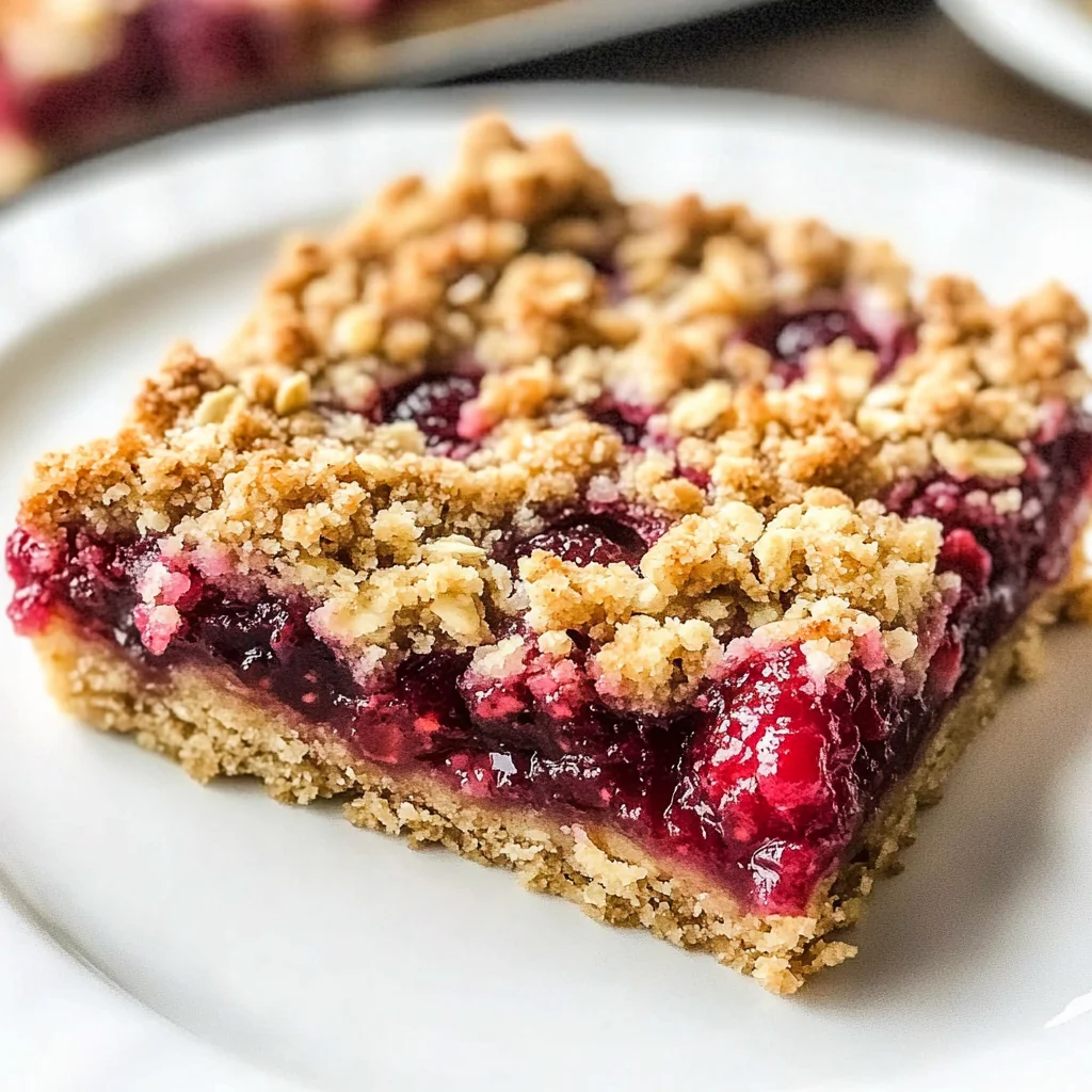 Raspberry Bars with Oatmeal Crumble Topping
