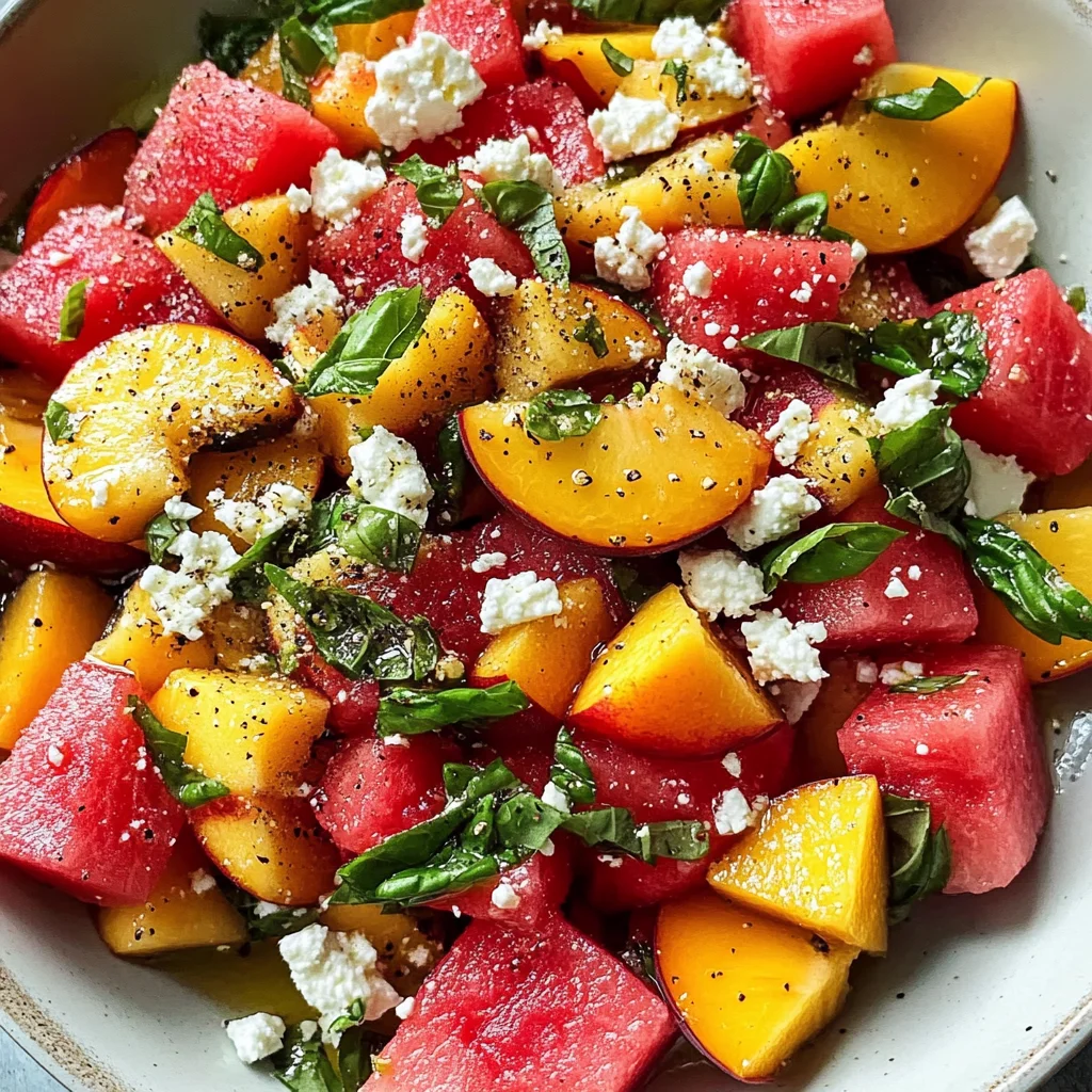 Refreshing and Juicy Watermelon Peach Salad for Hot Summer Days