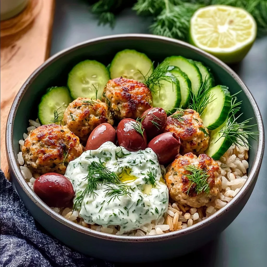 Tzatziki Greek Ground Turkey Meatball Bowls